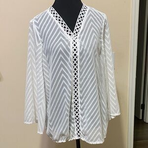 White Chevron Pattern Cardigan